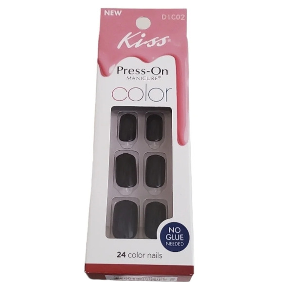 New Kiss Press On Nails Manicure 24 Color Nails Black - Picture 1 of 6